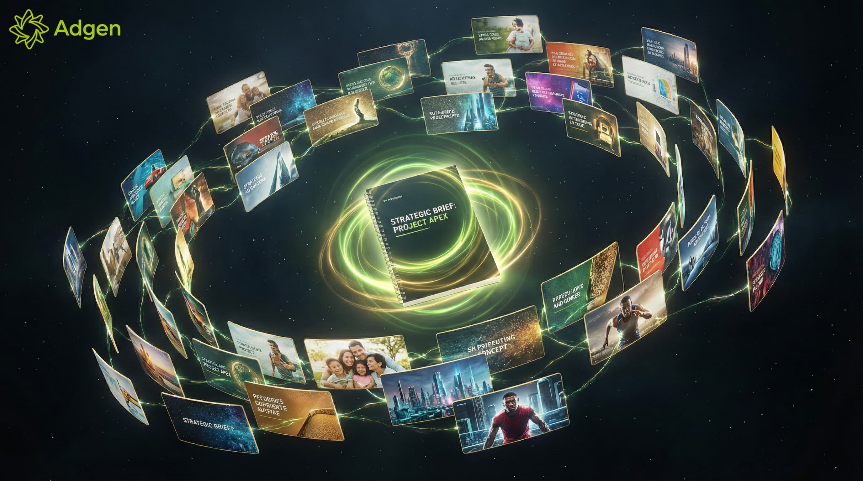 AI generating dozens of ad concepts from a single creative brief